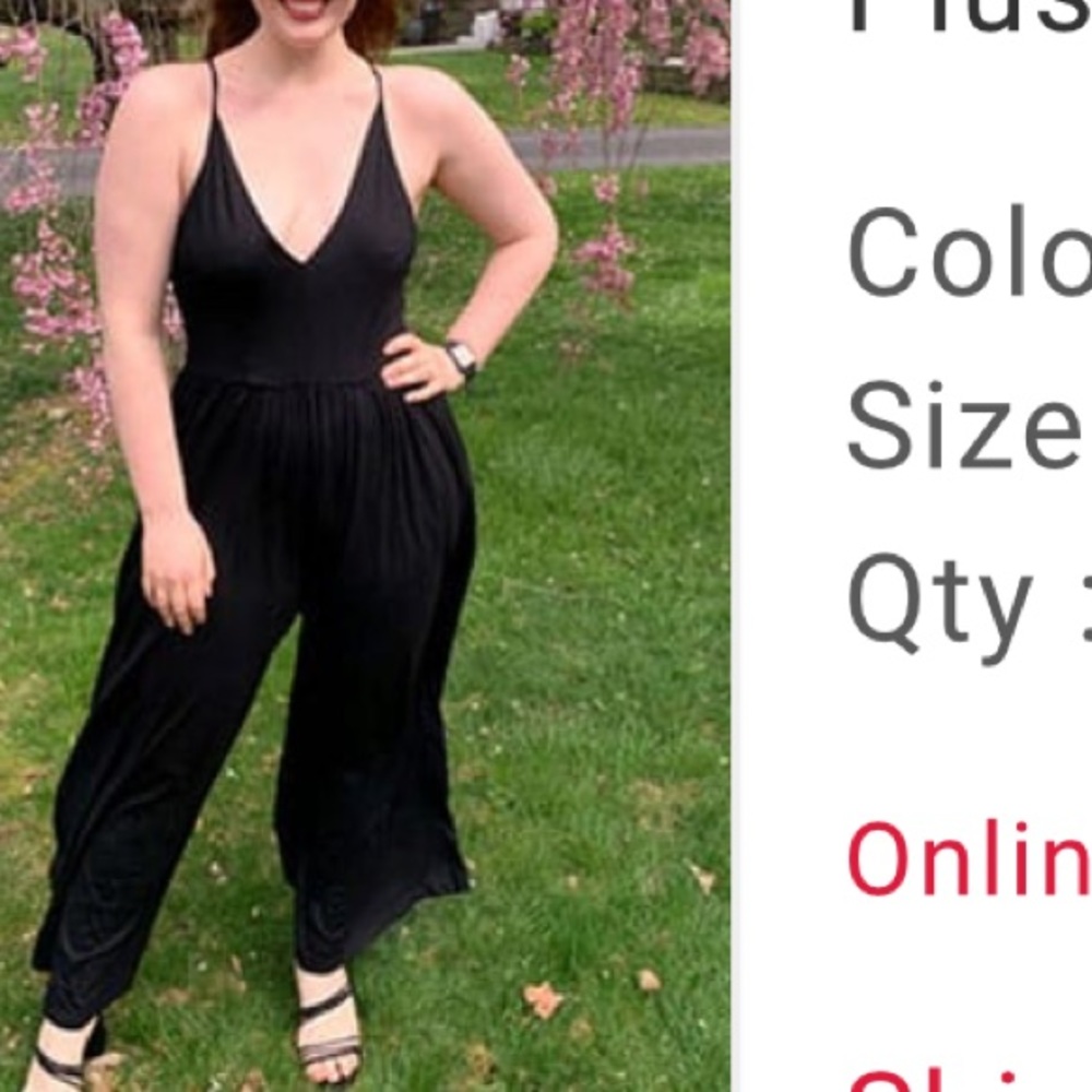 Plunging neckline jumpsuit